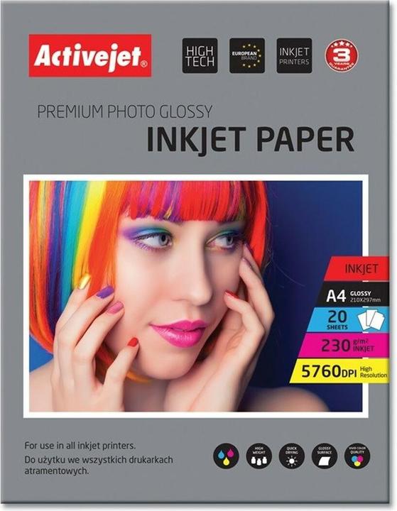Actual product image Activejet AP4-230G20 Photo paper for inkjet printers (230 g/m², 21 x 29.7 cm, 20 x)