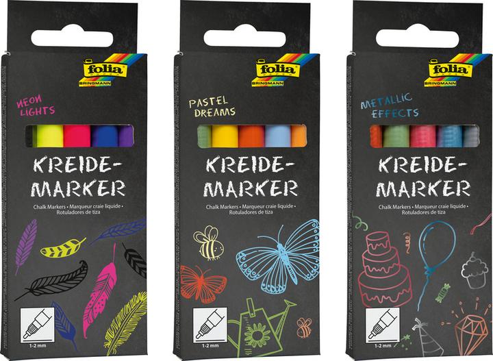 Image du produit Folia Marqueurs craie liquide (Multicolore, 2 mm, 5 x)
