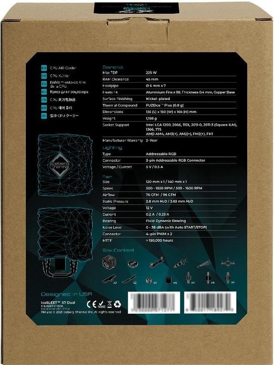 Actual product image Iceberg Thermal IceSLEET X7 Dual - RGB - AM4/Intel (166 mm)