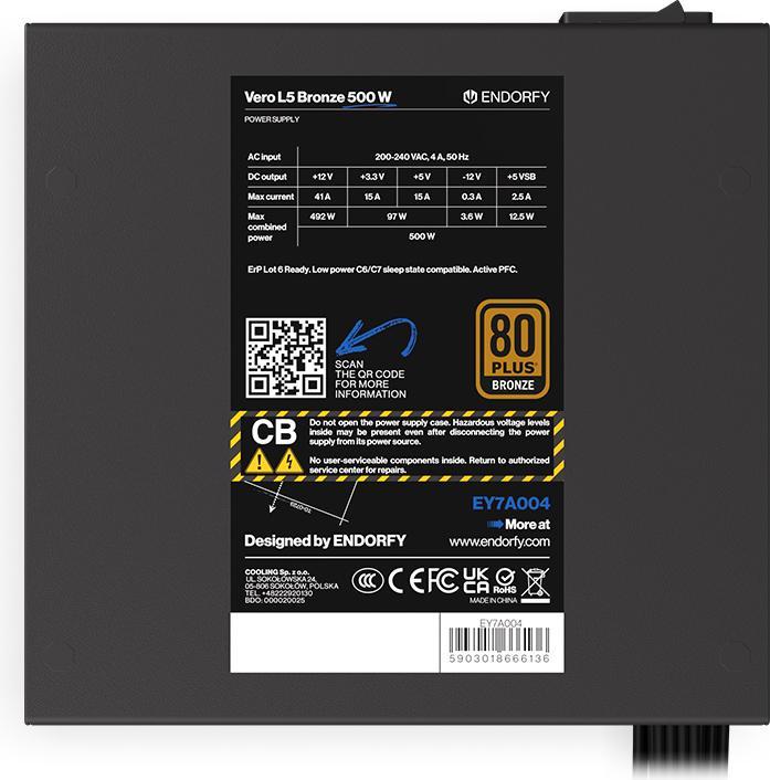 Produktbild Endorfy Vero L5 NetzEl 500W 24-Pin ATX ATX Schwarz (500 W)