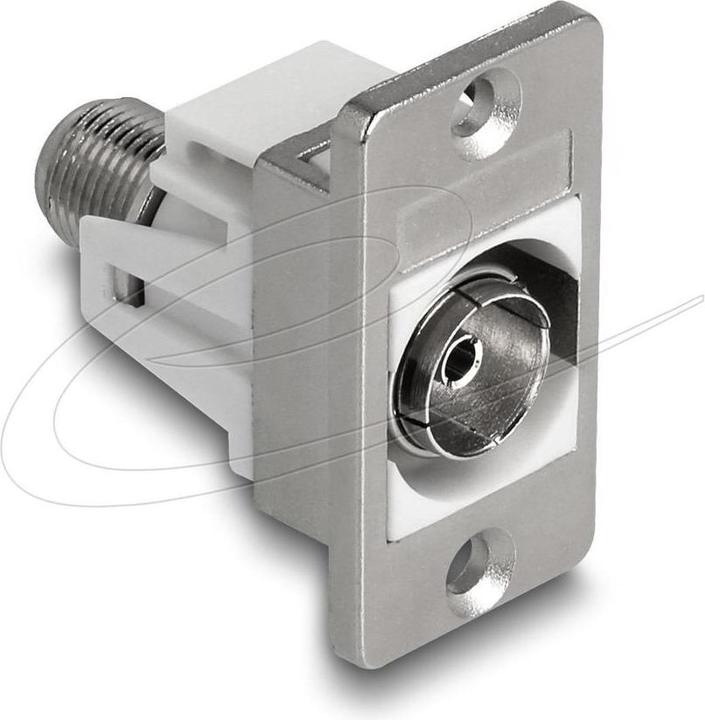 Image du produit Delock Panel Mount IEC Buchse zu F Buchse silber / weiss (Câble d'antenne)