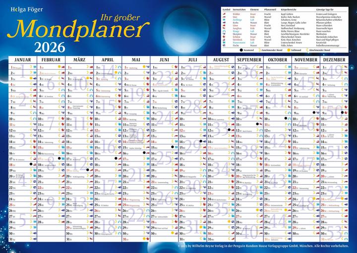 Actual product image Heyne Ludwig The big lunar calendar 2026 (17 x 24 cm, Hardcover, German)