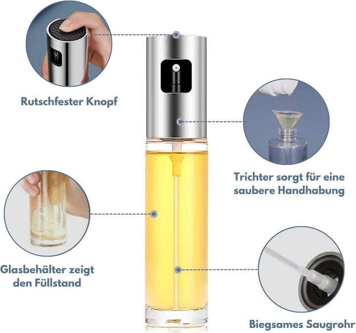 Produktbild Hermex Ölsprühflasche Ölzerstäuber Ölspender Ölflasche mit Zerstäuber (100 ml)