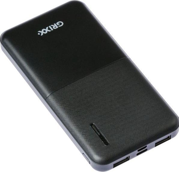 Actual product image Grixx Powerbank 10000mAh Micro USB & USB-C Black (10000 mAh)