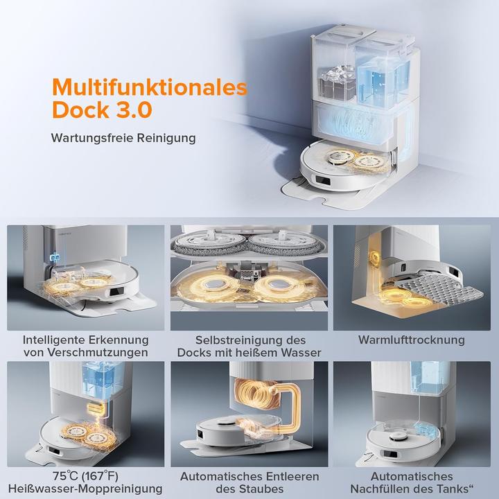Produktbild Roborock Qrevo Edge S5A Saugroboter mit Wischfunktion,Dual Anti-Tangle-System,17000Pa,FlexiArm,Weiss (Saugroboter)