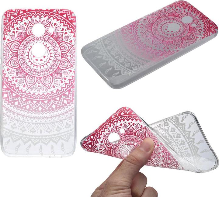 Produktbild König Design Henna Cover für Handy Alcatel A5 LED Case Schutz Hülle Silikon Bumper Sonne Pink (Alcatel A5 LED)