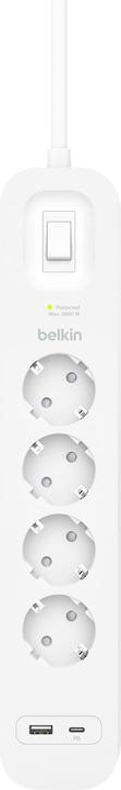 Produktbild Belkin Steckdosenleiste 4-fach + USB-A+C,525J,18W,2m SRB001vf2MV2 (4 x, USB-A, USB-C, CEE 7/3, 2 m)
