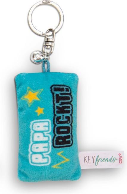Actual product image Magni NICI Schlüsselanhänger Mini Plüschkissen Papa rockt! mit Glöckchen 8cm