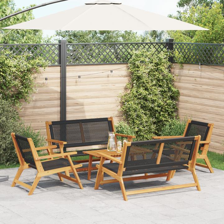 Produktbild VidaXL Gartenset mit 5 Stühlen und Tisch in Schwarz aus massivem Akazienholz