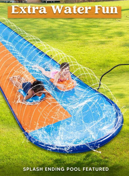 Produktbild Sloosh Doppelte Rasen-Wasserrutsche mit Sprinkler und Boards