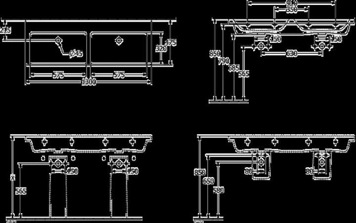 Produktbild Villeroy & Boch V&B Schrank-Doppelwaschtisch SUBWAY 3.0 1300x470mm o ÜL ohne HL we C+ (470 mm, 1300 mm)