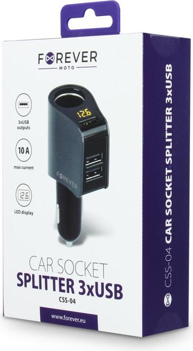 Actual product image Forever car adapter CSS-04 3x USB