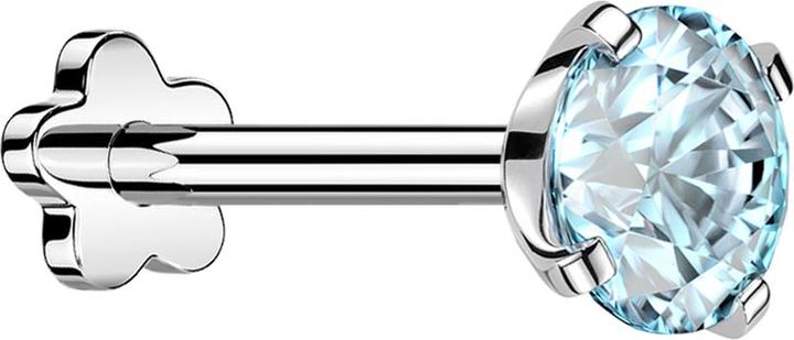 Immagine prodotto Star Piercing Micro Threadless Labret Flower in argento con cristalli color acqua (senza ottone, Titanio G23)