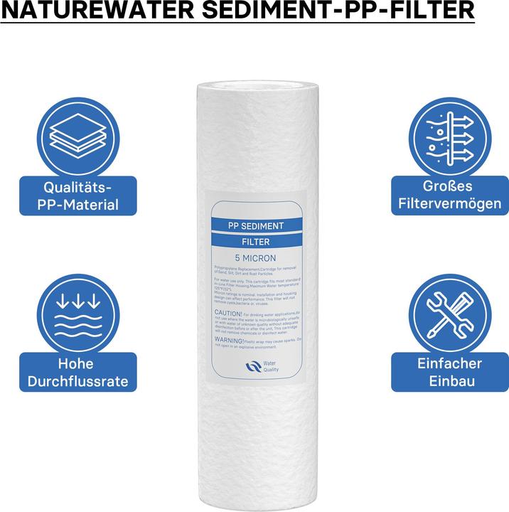 Produktbild Naturewater PP Sedimentfilter 10" 254mm 5µ Ersatz Wasserfilter Trinkwasserfilter