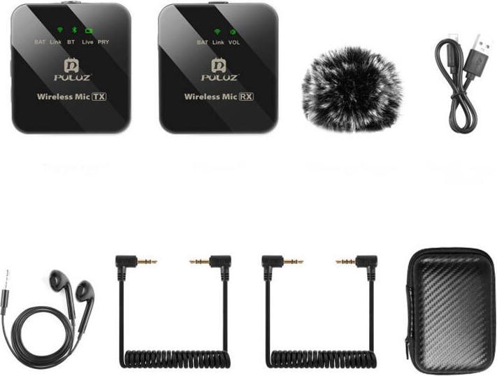 Actual product image Puluz Wireless Lavalier Microphone 1 TX + 1 RX