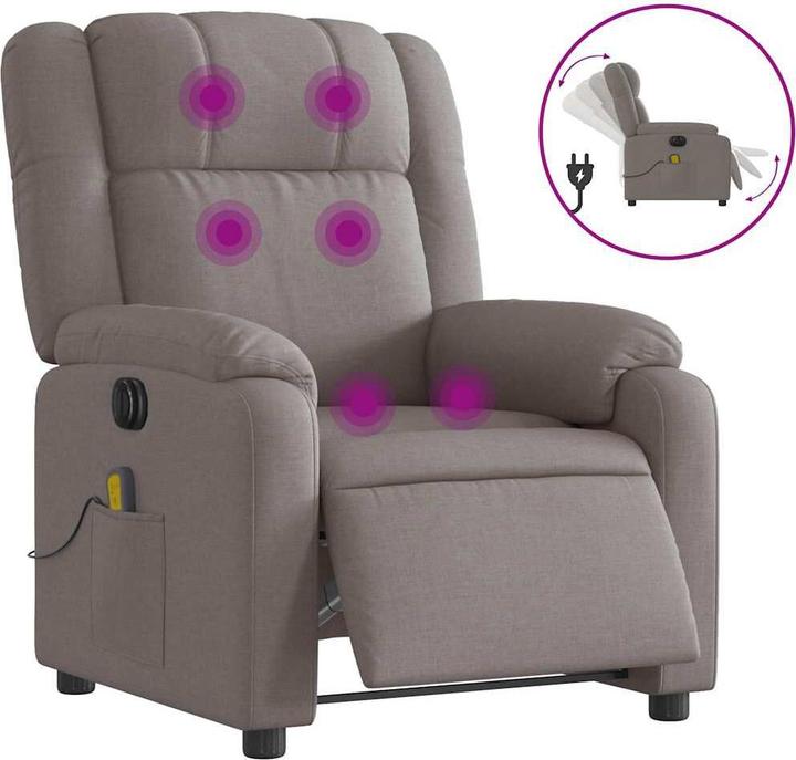 Produktbild VidaXL Massagesessel Fernsehsessel Relaxsessel Sessel Elektrisch Taupe Stoff