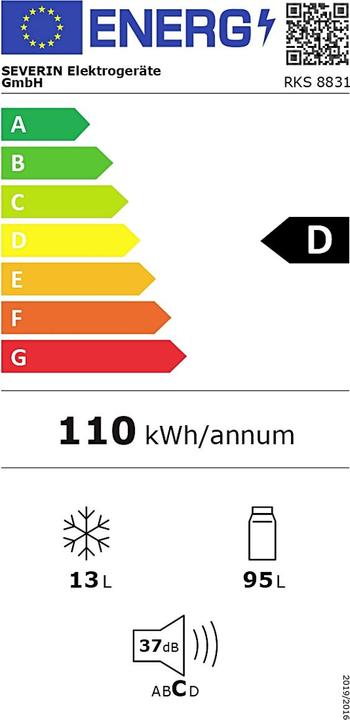Label énergétique Severin RKS 8831 (108 l)