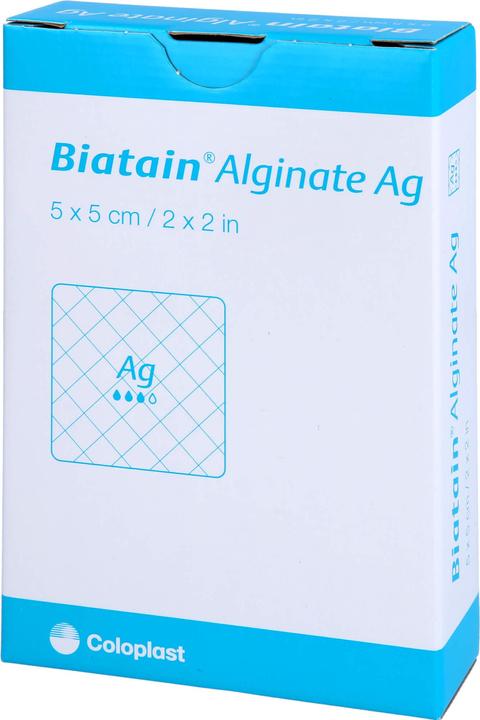 Actual product image Coloplast Biatain Alginate Ag Compresses 5x5cm with Silver, 10 pcs VER