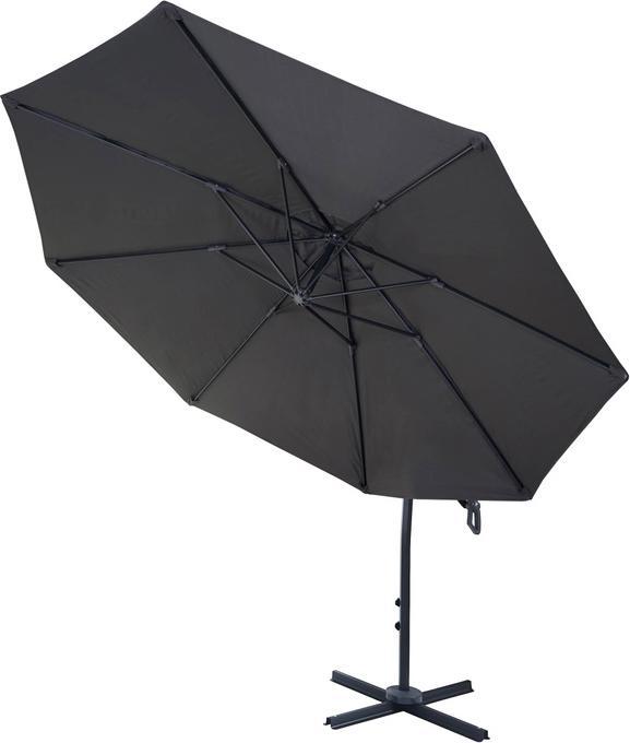 Produktbild Swisshandel24 Deluxe Ampelschirm, Sonnenschirm, rund Ø 3m Polyester Alu/Stahl 14kg anthrazit mit Ständer (1.03 m)