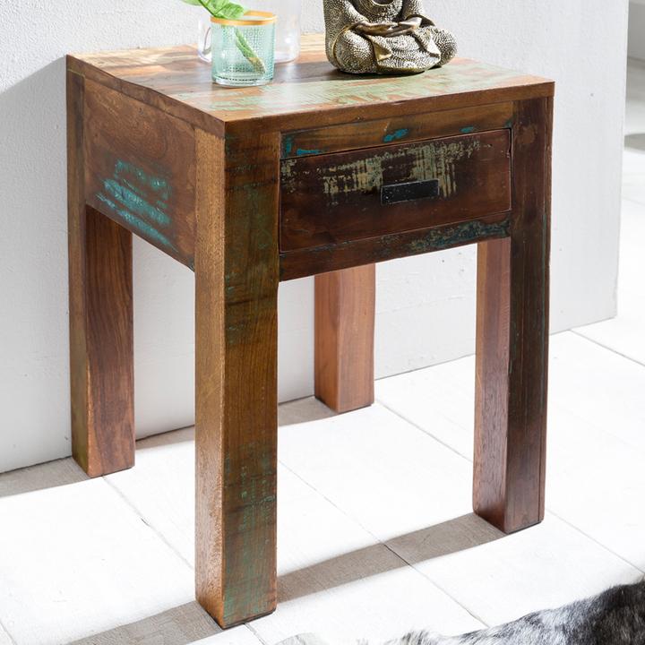 Image du produit FineBuy Tables de chevet en bois massif mangue marron (40 x 40 x 55 cm)