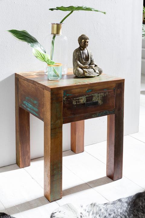 Image du produit FineBuy Tables de chevet en bois massif mangue marron (40 x 40 x 55 cm)