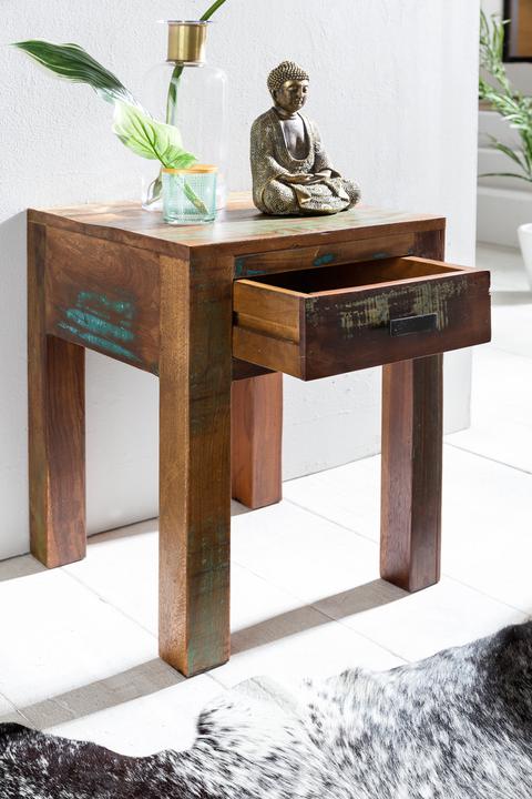 Image du produit FineBuy Tables de chevet en bois massif mangue marron (40 x 40 x 55 cm)