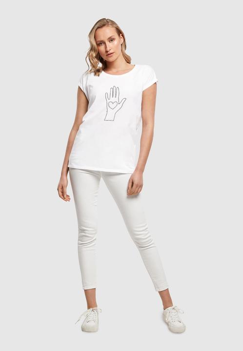 Actual product image Merchcode Ladies Peace - Scribble Hand Heart White Extended Shoulder Tee - 161411 (M)