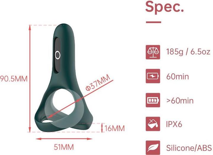 Actual product image Magic Motion Rise Smart Wearable Cockring Green (3.70 cm)