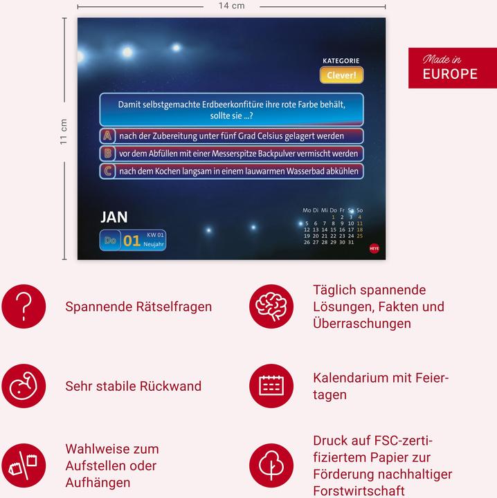 Produktbild Wer weiss denn sowas? Tagesabreisskalender 2026 (14 x 11 cm, Harter Einband, Deutsch)