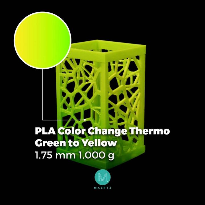 Image du produit Maertz PLA Color Change Thermo Green to Yellow 1.75 mm 1.000 g (PLA, 1.75 mm, 1000 g, Jaune, Vert)