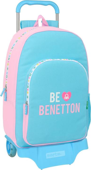 Benetton Schulrucksack mit Rädern Unique Rosa türkis 30 x 46 x 14 cm