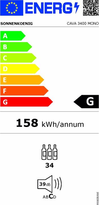 Energy Label Sonnenkönig Wine Climatic Cabinet Cava 3400 Mono Black/Silver, Right