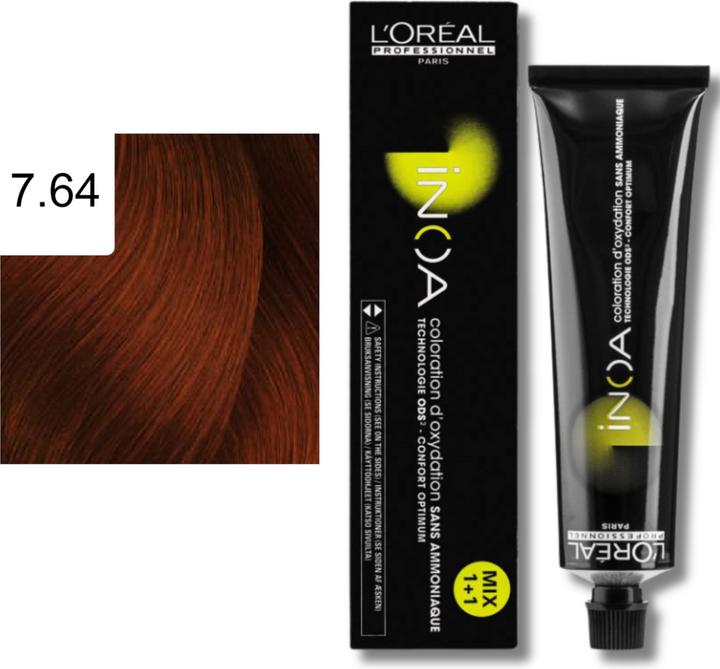 Actual product image L'Oréal Professionnel Inoa (7.64 Middle blonde red copper)