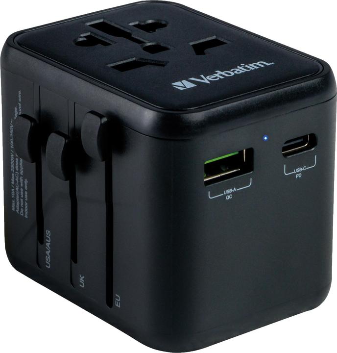 Image du produit Verbatim Adaptateur universel de voyage avec 1 x USB-C PD 20W / 1 x USB-A QC 3.0