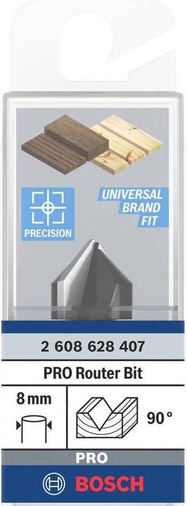 Produktbild Bosch Professional Zubehör V-Nutfräser, 8 mm, D1 16 mm, L 16 mm, G 45 mm, 90°