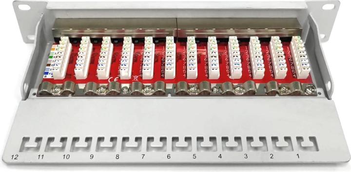 Immagine prodotto Digitus CAT 6A Patch Panel, schermato, 12 porte, 1HE, 10", grigio