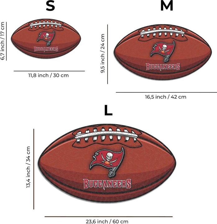 Produktbild Iconic NFL - Tampa Bay Buccaneers – Football mit Logo - Holz Puzzle Grösse S (150 Teile) (150 Teile)