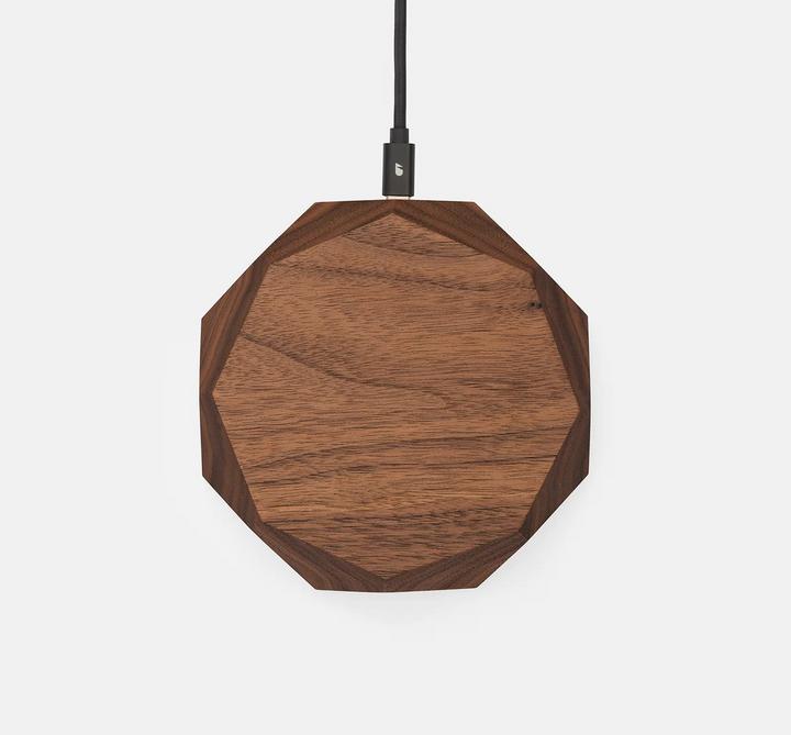 Actual product image Oakywood Geometric Charging Pad - wooden wireless charger - color Walnut -