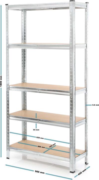 Produktbild Wiltec Schwerlastregal verzinkt 90x40x180cm Steckregal 875kg Werkstattregal