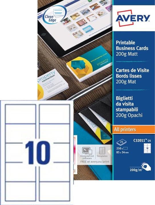 Actual product image Avery Superior Business Cards (200 g/m², 25 x, A4)
