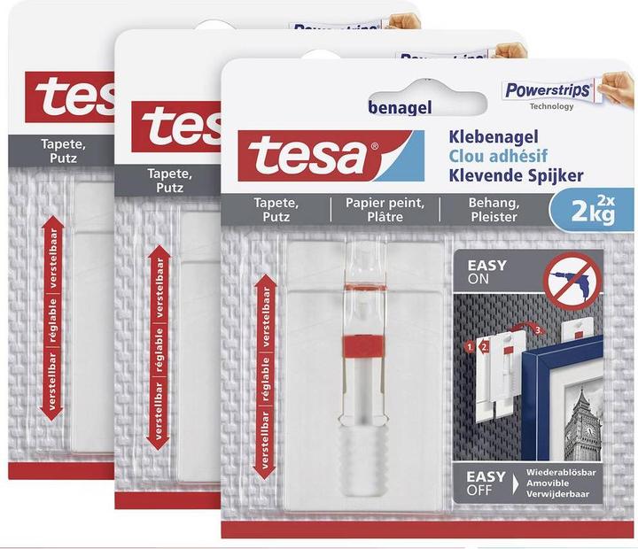 Image du produit tesa Klebehaken Verstellbarer Klebenagel für Tapeten und Putz (en anglais)