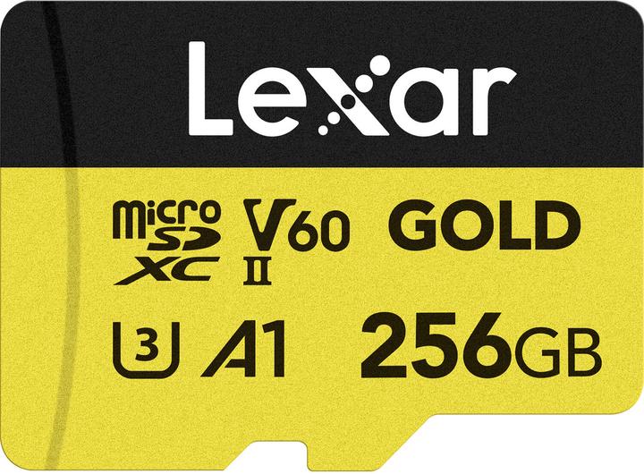 Lexar MicroSDXC Gold Series UHS-II 256GB V60 (256 GB, microSDXC, U3, UHS-II)
