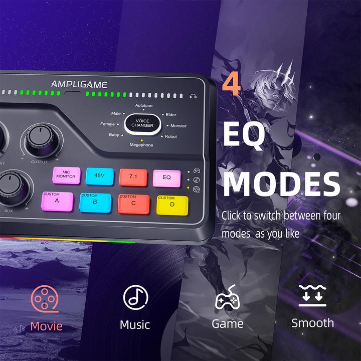 Actual product image Fifine Gaming Audio Mixer SC8 (Studio- and Livemixer)