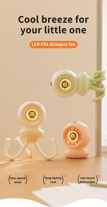 Produktbild PhoneLook Portabler Baby-Kinder Ventilator mit flexiblem Stativ für Auto / Reisen / Kinderwagen