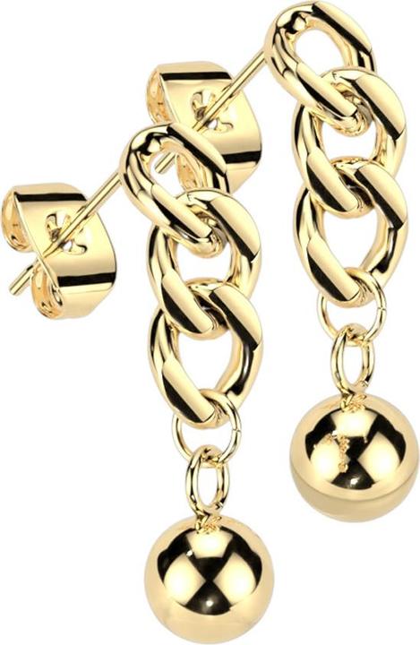 Star Piercing Ohrstecker vergoldet Anhänger Kettenglieder mit Kugel (ohne MessingChirurgenstahl 316L, Chirurgenstahl 316LMessing)