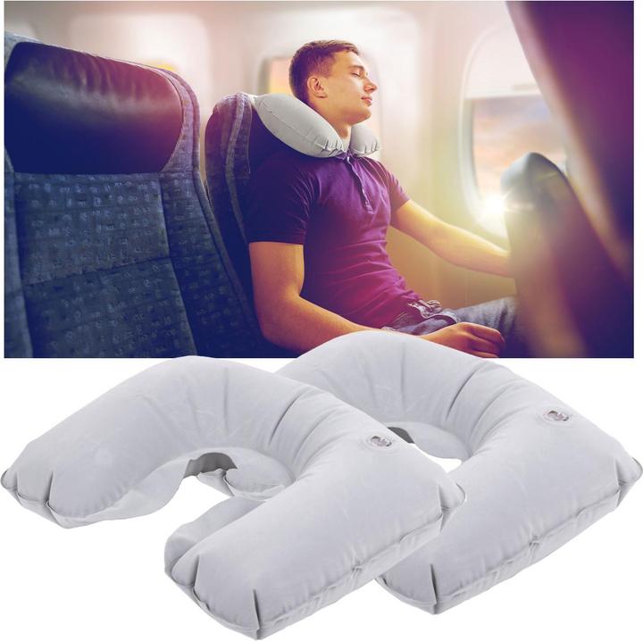 Immagine prodotto Benson Care Set di 2 cuscini gonfiabili per il collo, grigio chiaro (Cuscino per testa e collo)