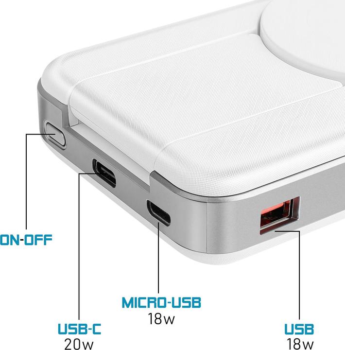 Image du produit Forever banque d'énergie sans fil MATB-300 10000 mAh 3in1 blanc (10000 mAh, 15 W)