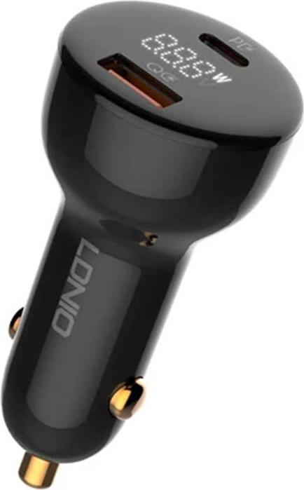 Produktbild Ldnio C101 Car Charger, USB + USB-C, 100W + USB-C to Lightning Cable (Black)