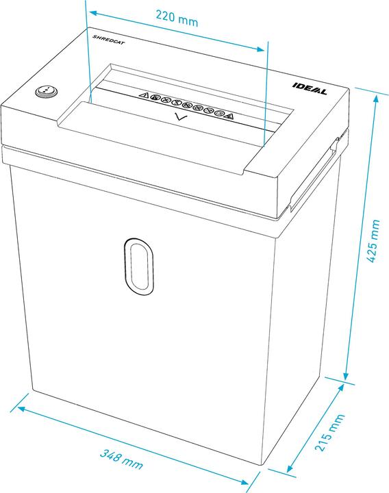 Immagine prodotto Ideal Distruggidocumenti SHREDCAT, 8200 CC, 2 x 15 mm, P-5, taglio a particelle (Taglio delle particelle)