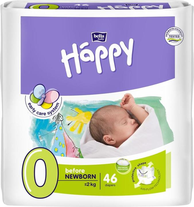 Produktbild Bella Happy Happy Windeln Before New Born (Gr. 0, Tragepack, 46 Stück)